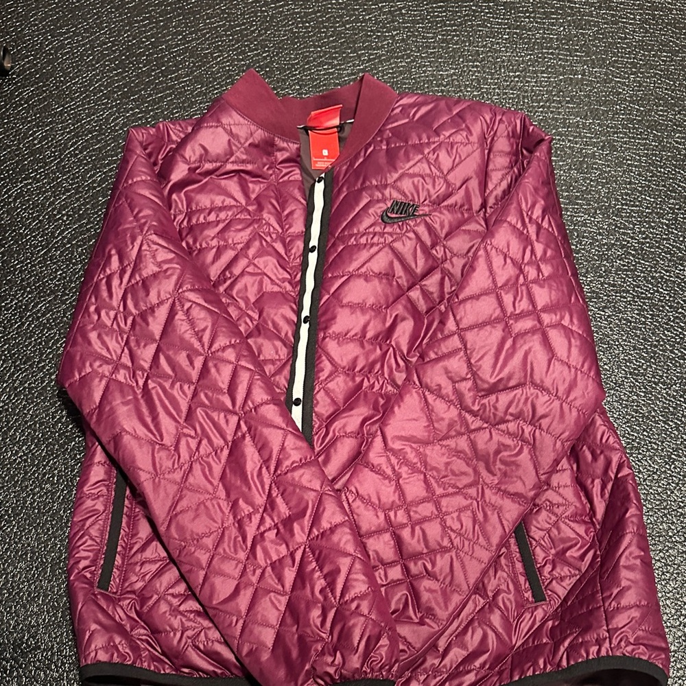 Nike Quilted Jacket in Magenta with Black Details